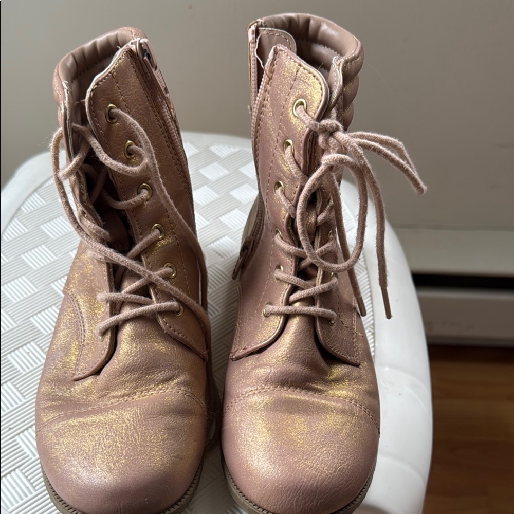 Stylish Pink Lace-Up Boots